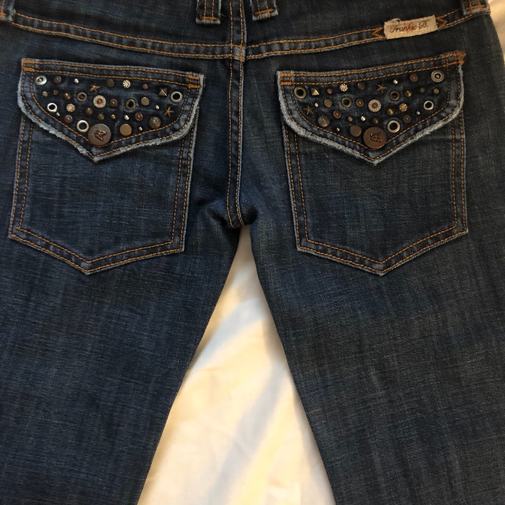 Frankie b jeans low rise size 0 embellished pocket bootcut